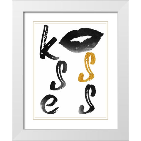 Kisses White Modern Wood Framed Art Print with Double Matting by Phillip, Jamie