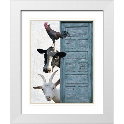 Happy Farm 1 White Modern Wood Framed Art Print with Double Matting by Phillip, Jamie