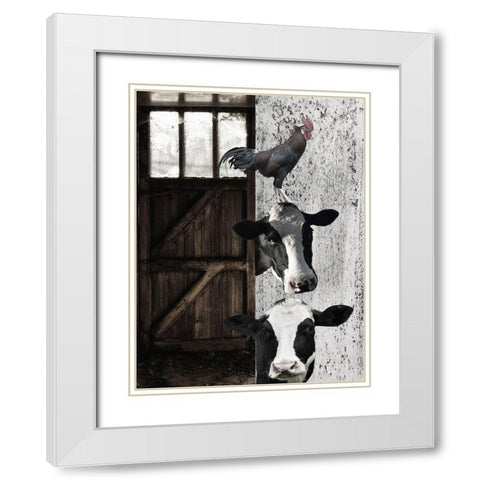 Happy Farm  White Modern Wood Framed Art Print with Double Matting by Phillip, Jamie
