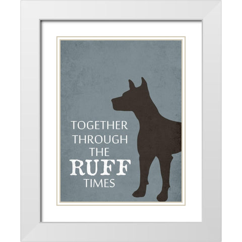 Dog Talk White Modern Wood Framed Art Print with Double Matting by Phillip, Jamie