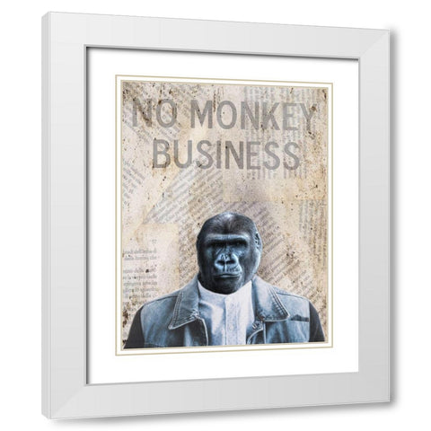 Monkey Business White Modern Wood Framed Art Print with Double Matting by Phillip, Jamie