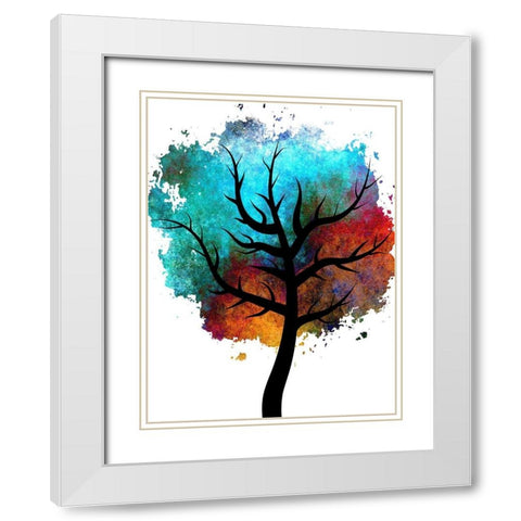 Colored Tree White Modern Wood Framed Art Print with Double Matting by Phillip, Jamie