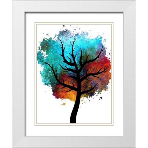 Colored Tree White Modern Wood Framed Art Print with Double Matting by Phillip, Jamie
