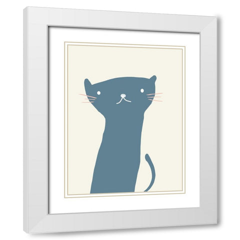 Kitty Cat White Modern Wood Framed Art Print with Double Matting by Phillip, Jamie