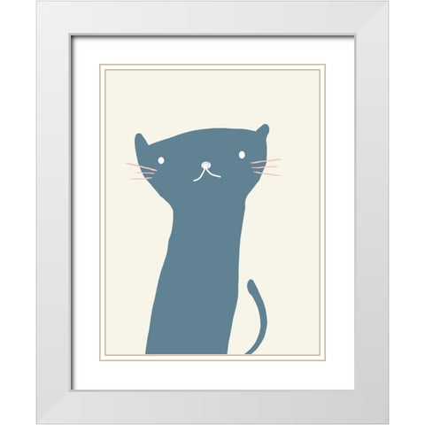 Kitty Cat White Modern Wood Framed Art Print with Double Matting by Phillip, Jamie