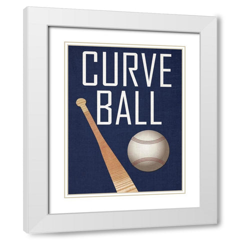 Baseball White Modern Wood Framed Art Print with Double Matting by Phillip, Jamie