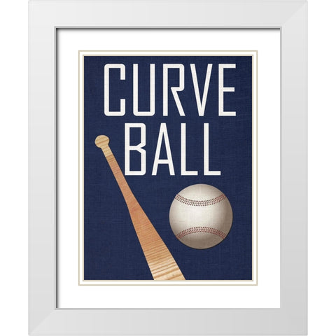 Baseball White Modern Wood Framed Art Print with Double Matting by Phillip, Jamie