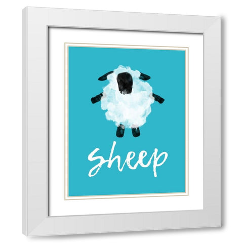 Sheep White Modern Wood Framed Art Print with Double Matting by Phillip, Jamie