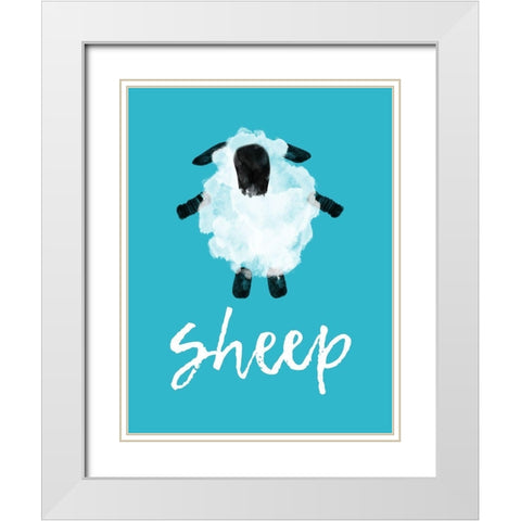 Sheep White Modern Wood Framed Art Print with Double Matting by Phillip, Jamie