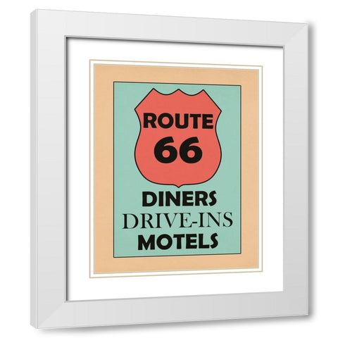 Route 66 White Modern Wood Framed Art Print with Double Matting by Phillip, Jamie