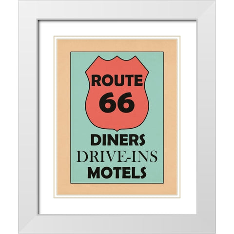 Route 66 White Modern Wood Framed Art Print with Double Matting by Phillip, Jamie