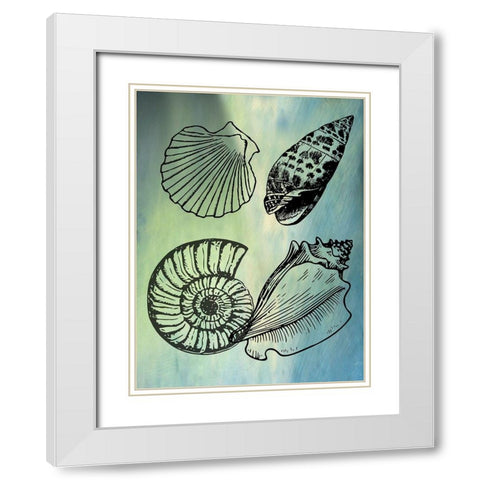 Bath SheIls White Modern Wood Framed Art Print with Double Matting by Phillip, Jamie