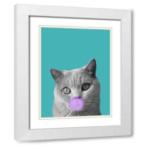 Bubble Cat White Modern Wood Framed Art Print with Double Matting by Phillip, Jamie