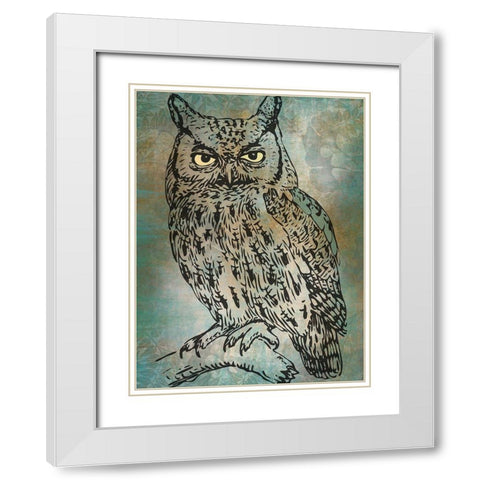 Mr. Owl White Modern Wood Framed Art Print with Double Matting by Phillip, Jamie