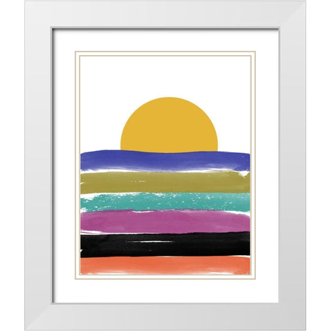 Abstract Moon White Modern Wood Framed Art Print with Double Matting by Phillip, Jamie