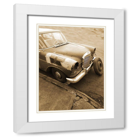 Vintage Benz Car 2 White Modern Wood Framed Art Print with Double Matting by Phillip, Jamie