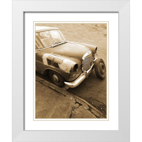 Vintage Benz Car 2 White Modern Wood Framed Art Print with Double Matting by Phillip, Jamie