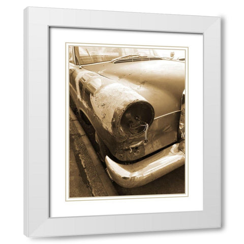 Vintage Benz Car 3 White Modern Wood Framed Art Print with Double Matting by Phillip, Jamie