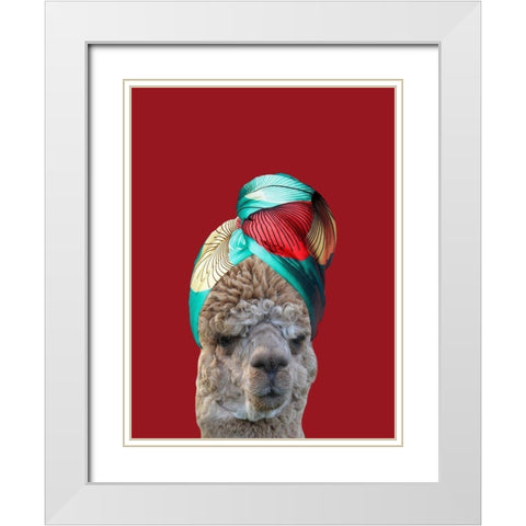 Beauty Llama White Modern Wood Framed Art Print with Double Matting by Phillip, Jamie