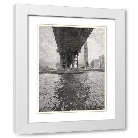 MANHT BRDG White Modern Wood Framed Art Print with Double Matting by Phillip, Jamie