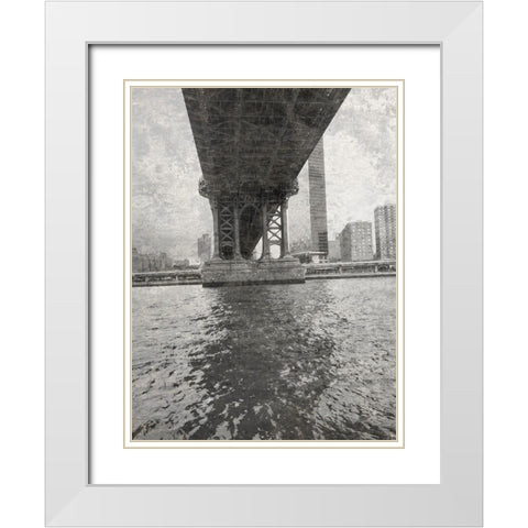 MANHT BRDG White Modern Wood Framed Art Print with Double Matting by Phillip, Jamie