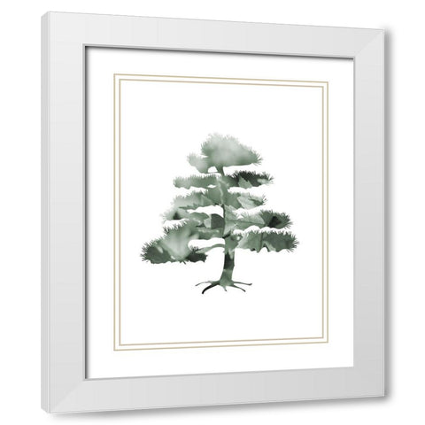 Aqua Tree White Modern Wood Framed Art Print with Double Matting by Phillip, Jamie