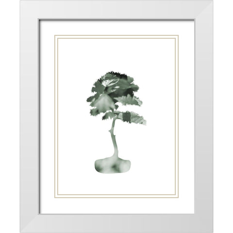 Aqua Tree 4 White Modern Wood Framed Art Print with Double Matting by Phillip, Jamie