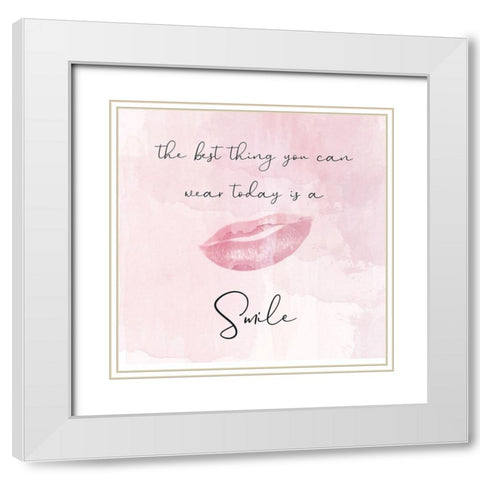 Pink Smile White Modern Wood Framed Art Print with Double Matting by Phillip, Jamie