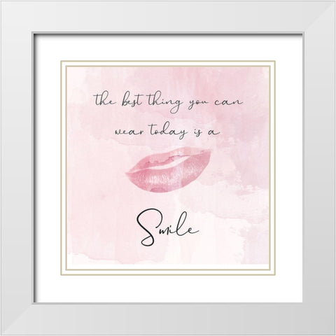 Pink Smile White Modern Wood Framed Art Print with Double Matting by Phillip, Jamie