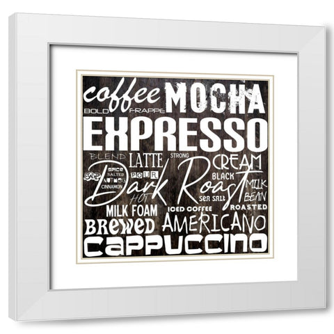 Coffee Language White Modern Wood Framed Art Print with Double Matting by Phillip, Jamie