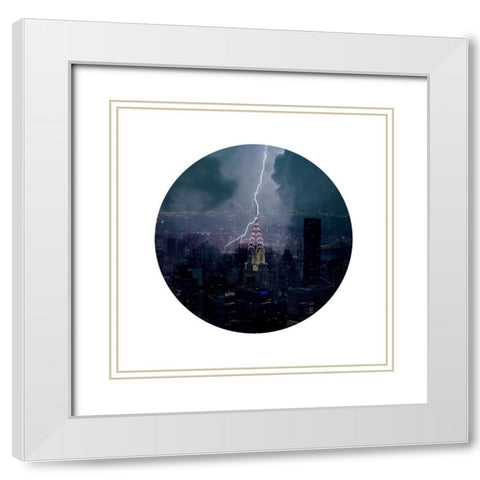 Light UP New York 1 White Modern Wood Framed Art Print with Double Matting by Phillip, Jamie