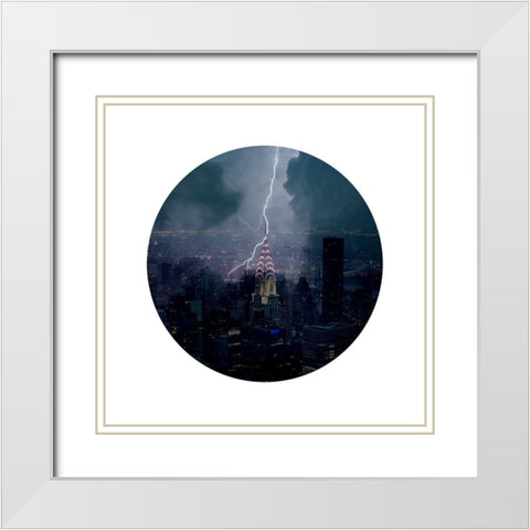 Light UP New York 1 White Modern Wood Framed Art Print with Double Matting by Phillip, Jamie
