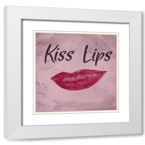 Kissy Lips White Modern Wood Framed Art Print with Double Matting by Phillip, Jamie