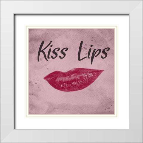 Kissy Lips White Modern Wood Framed Art Print with Double Matting by Phillip, Jamie