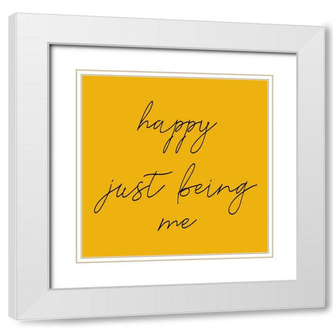 Happy White Modern Wood Framed Art Print with Double Matting by Phillip, Jamie