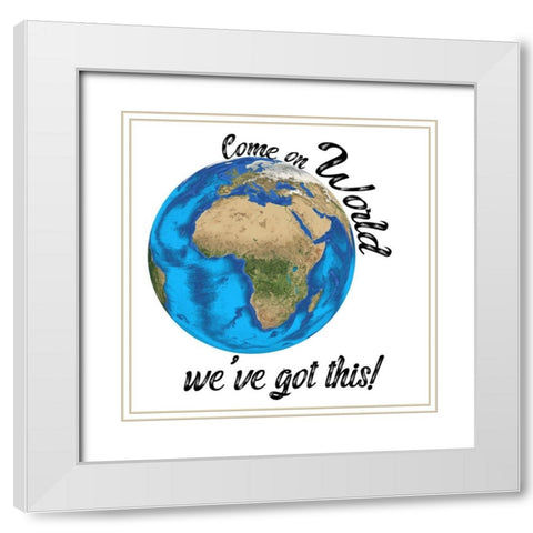 World 1 White Modern Wood Framed Art Print with Double Matting by Phillip, Jamie