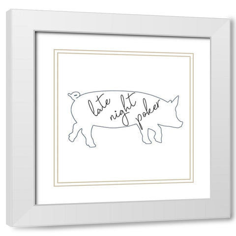 Pig White Modern Wood Framed Art Print with Double Matting by Phillip, Jamie