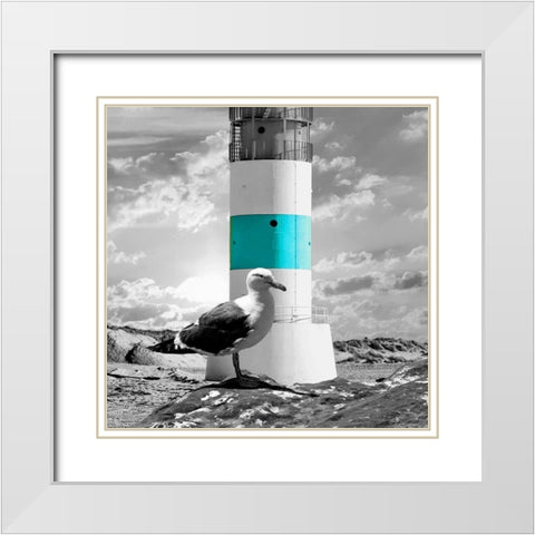 Lighthouse White Modern Wood Framed Art Print with Double Matting by Phillip, Jamie