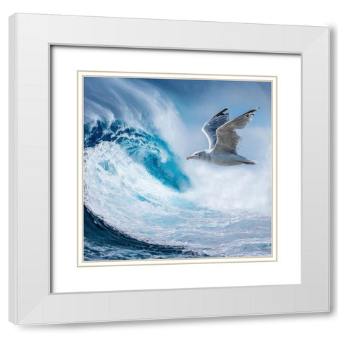 Big Wave White Modern Wood Framed Art Print with Double Matting by Phillip, Jamie