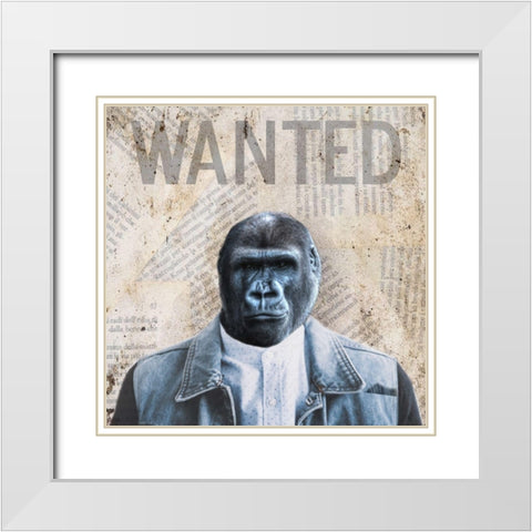 Wanted White Modern Wood Framed Art Print with Double Matting by Phillip, Jamie