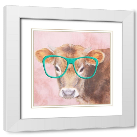 Daisy Cow White Modern Wood Framed Art Print with Double Matting by Phillip, Jamie