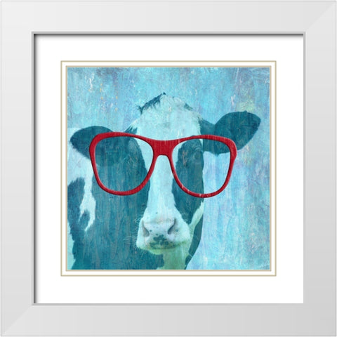 Daisy Cow 2 White Modern Wood Framed Art Print with Double Matting by Phillip, Jamie
