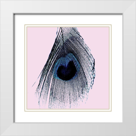 Peacoke Feather White Modern Wood Framed Art Print with Double Matting by Phillip, Jamie