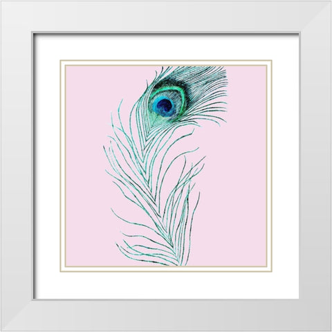 Peacoke Feather 2 White Modern Wood Framed Art Print with Double Matting by Phillip, Jamie