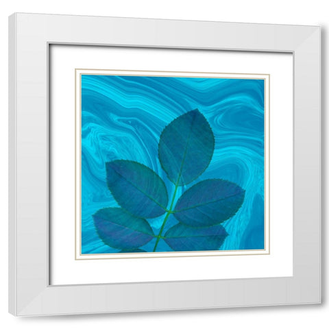 Teal Blue White Modern Wood Framed Art Print with Double Matting by Phillip, Jamie