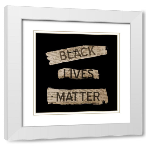 Black Lives Matter White Modern Wood Framed Art Print with Double Matting by Phillip, Jamie