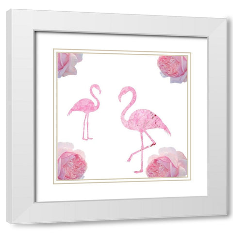 Flamingo Dress 5 White Modern Wood Framed Art Print with Double Matting by Phillip, Jamie