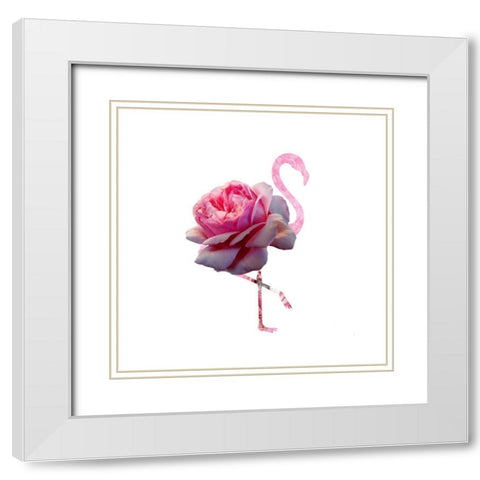 Flamingo Dress 6 White Modern Wood Framed Art Print with Double Matting by Phillip, Jamie