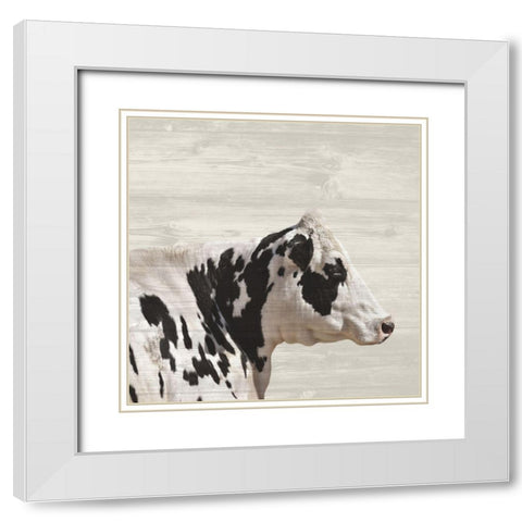 Moo 2 White Modern Wood Framed Art Print with Double Matting by Phillip, Jamie