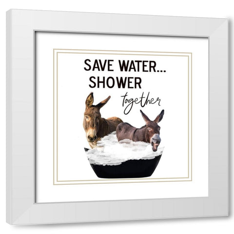 Shower Together White Modern Wood Framed Art Print with Double Matting by Phillip, Jamie